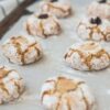 Amoretti cookies made on a tray