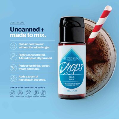 Hedessent Cola Flavor Drops are ready to mix